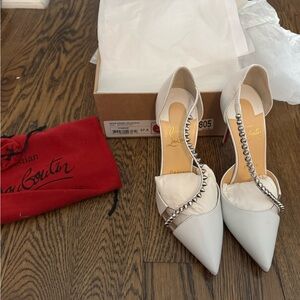 Brand new in box Louboutin Bianca/silver heels
